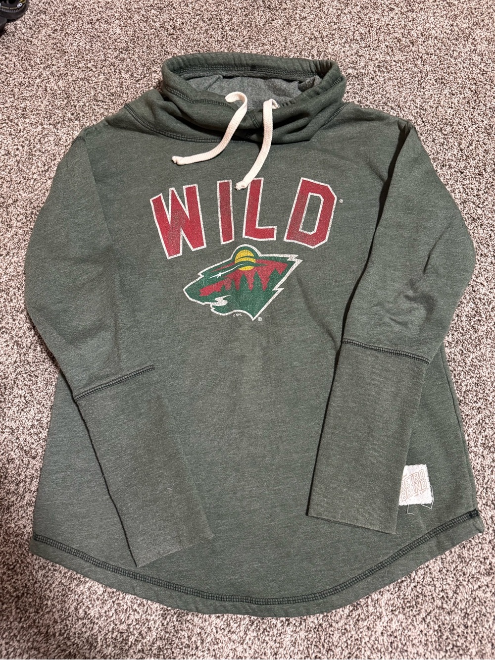 Original Retro Brand Women's Green Minnesota WILD Cowl Neck Sweater